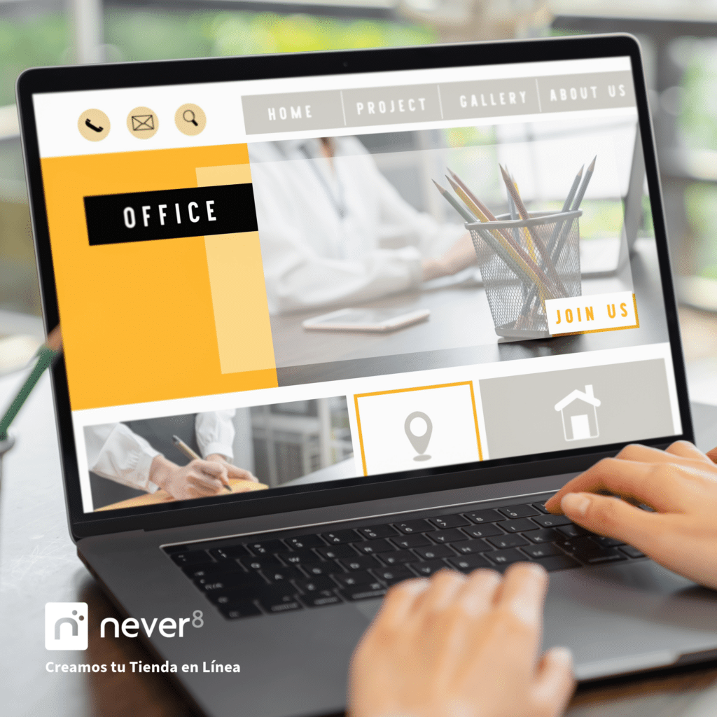Website interface on a laptop illustrating an e-commerce agency's strategies to boost your sales, focusing on site optimization, responsive design, loading speed and on-page SEO.