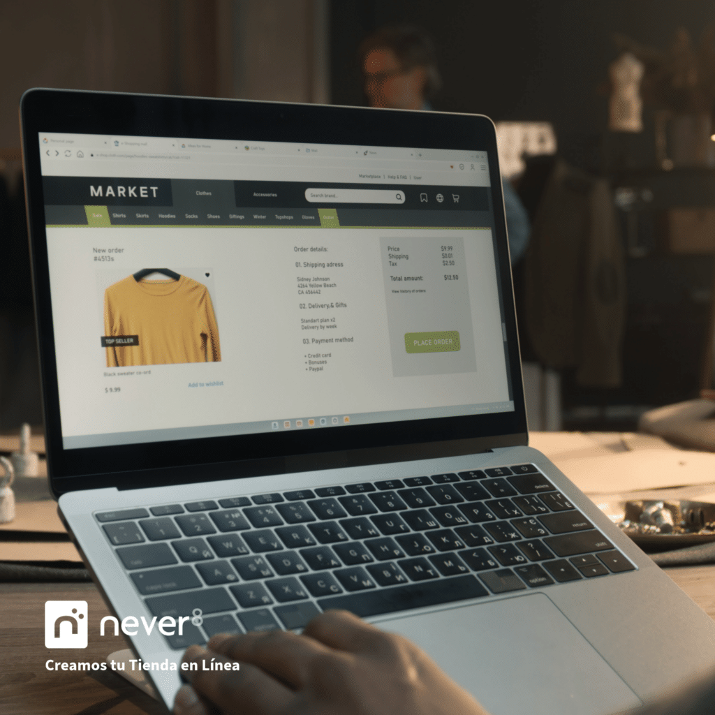 Online store with a product on screen and payment options, showing how eCommerce works in Mexico step by step.